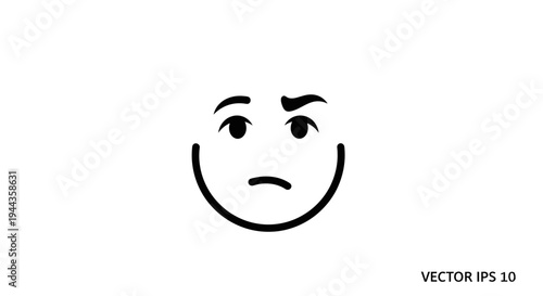 Confused Face Emoji Icon, Skeptical Expression, Question Mark Symbol