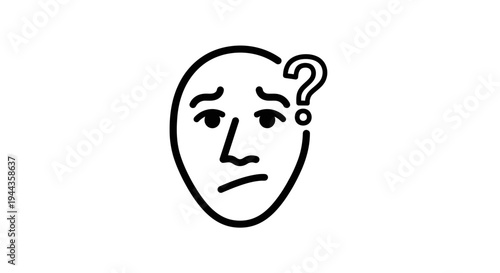 Confused Face Icon with Question Mark, Uncertainty and Doubt