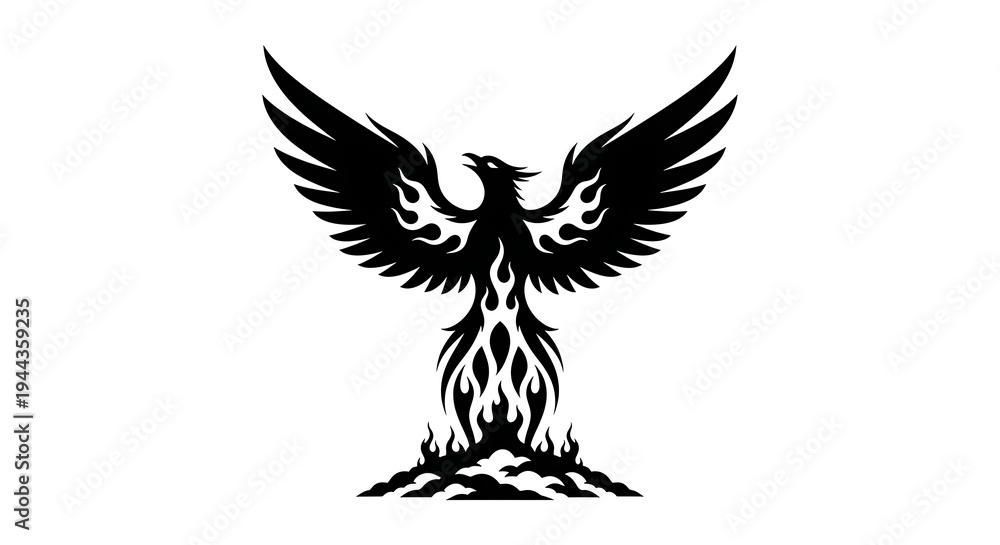 Obraz premium Majestic Phoenix Bird Rebirth From Flames Strong Symbol