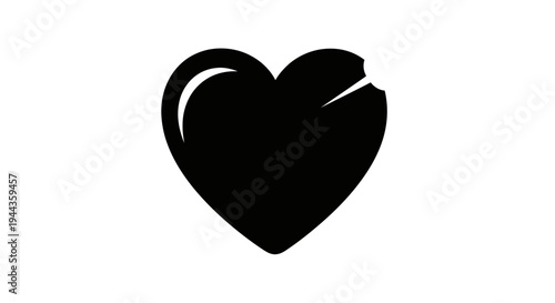 Broken Black Heart Icon Symbol