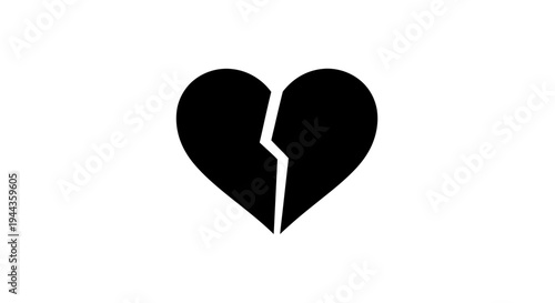 Broken Heart Icon, Symbol of Sadness, Loss, and Relationship Problems
