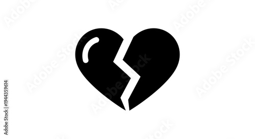 Broken Heart Icon, Symbol of Sadness, Loss, and Relationship Problems