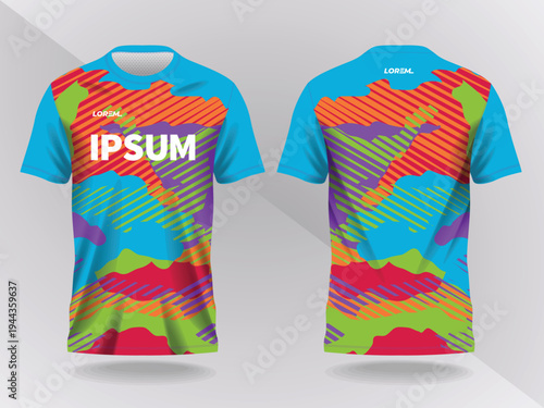 colorful abstract background and pattern for sport jersey design and mock up. front and back view template
