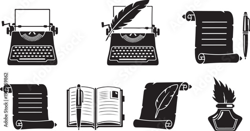 Vintage writing tools and typewriters for creative expression always