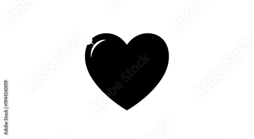 Black Heart Icon - Symbol of Love, Emotion, and Health