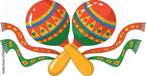 Mexican Maracas and Ribbons Celebration Festive Music Instruments