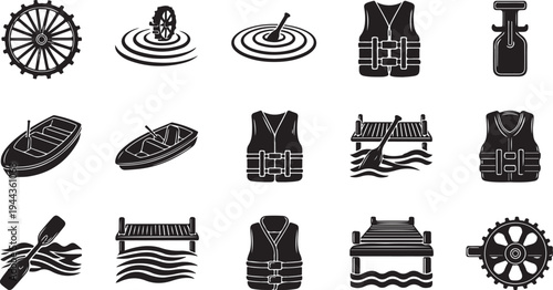 Water Safety Icons and Symbols for Life Jackets Boating
