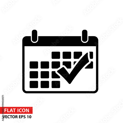 Black calendar icon with checkmark.