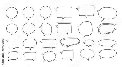 Hand-drawn Speech Bubbles Collection - Blank Comic Dialogue Boxes