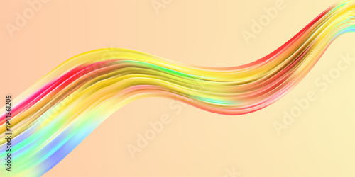 Abstract  holographic wave.Flow iridescent fluid.Dynamic spectrum ribbon.