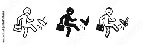 Fired or Layoff Business Icons Set - Termination and Job Loss Concepts in Doodle Styles