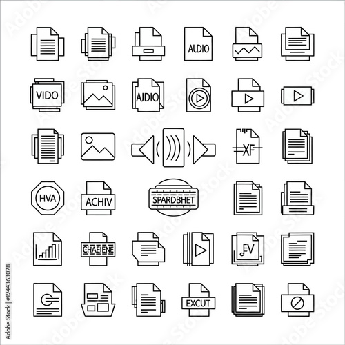 Collection of file and document icons.