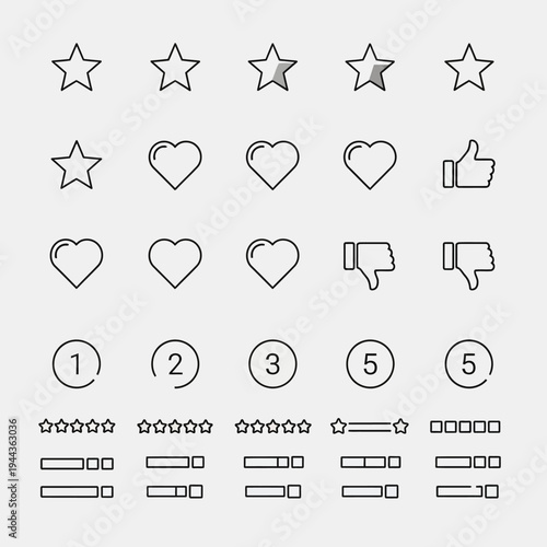 Collection of star and heart shapes.