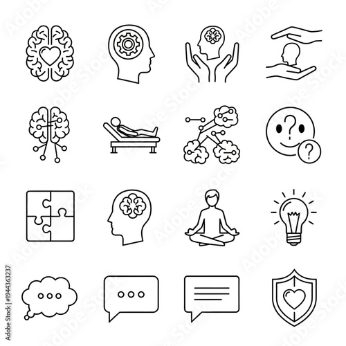 Mindfulness and mental health symbols.
