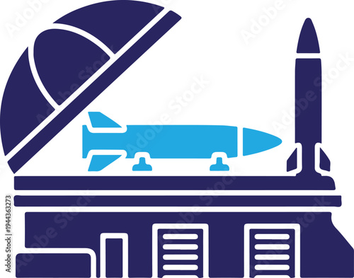 Silhouette of a rocket and satellite isolated on transparent background