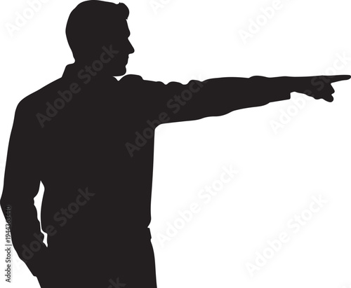 Silhouette of a man pointing isolated on transparent background