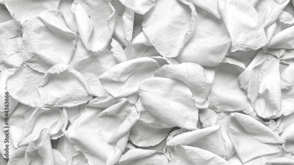 Fototapeta premium white rose petals overlap in textured macro monochrome closeup evoking serene delicate organic minimalist elegance