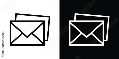 Classic outline envelope icon representing email and traditional mail. Minimalist black and white vector design suitable for contact pages, newsletter signups, and message symbols.