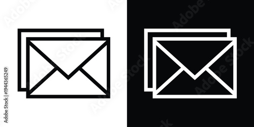 Classic outline envelope icon representing email and traditional mail. Minimalist black and white vector design suitable for contact pages, newsletter signups, and message symbols.