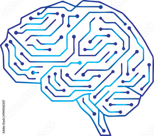 Digital brain circuit board technology concept