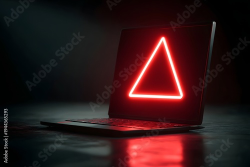 Cyber Attack Concept with Warning Symbol on Laptop Screen