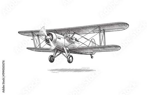 biplane Aircraft Sketch Propeller Airplane Aviation History