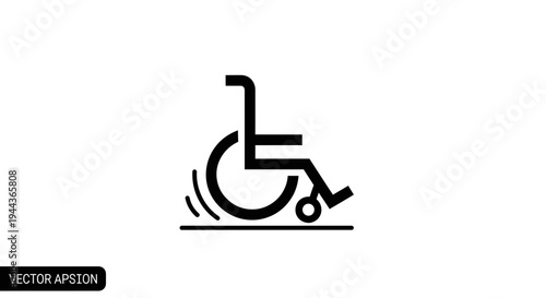 Wheelchair icon with motion lines, symbolizing accessibility and mobility for disabled people.