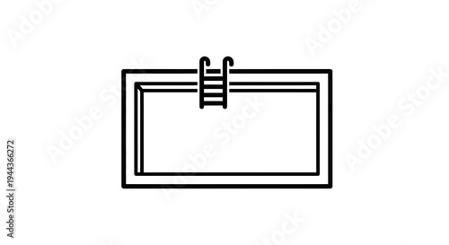 Swimming Pool Icon with Ladder, Simple Line Art, Outdoor Recreation and Summer Fun
