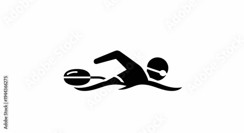 Swimmer with Kickboard Icon