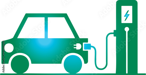 Electric car charging station icon symbol green gradient