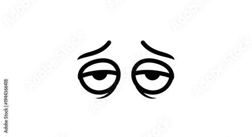 Tired Eyes Cartoon Face Expression, Sadness and Boredom