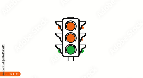 Traffic Light Icon Vector Illustration - Red, Yellow, Green Signals