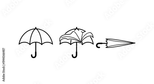 Umbrella transformation: open, broken, and folded states