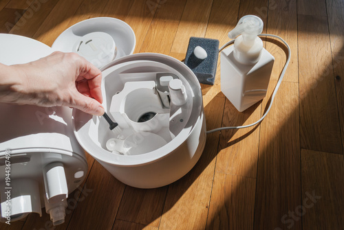 Bild auf Leinwand Regular cleaning of air humidifier to prevent mold and bacteria buildup