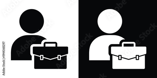 Solid silhouette of a person with a briefcase. High-contrast icon depicting a businessman, professional employee, or job candidate. Perfect for HR, recruitment, and career-related designs.