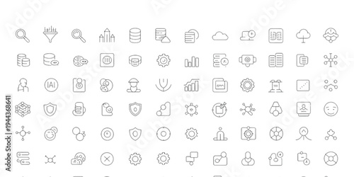 An assortment of various types of kitchen knives and utensils displayed in a grid layout Vector