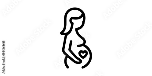 A stylized line drawing of a pregnant woman with a visible baby bump Vector