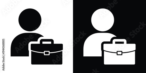 Solid silhouette of a person with a briefcase. High-contrast icon depicting a businessman, professional employee, or job candidate. Perfect for HR, recruitment, and career-related designs.