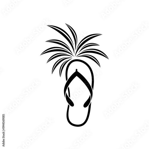 Palm Tree Flip Flop Summer Vacation Icon