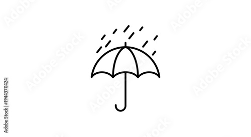 Simple Line Art Icon of an Umbrella Protecting from Rain