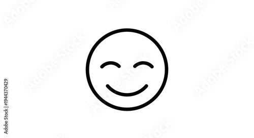 Simple Line Art of a Happy Smiling Face Emoji with Closed Eyes