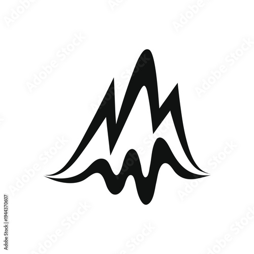 Minimalist Mountain Range Graphic Design Element isolated on White Background