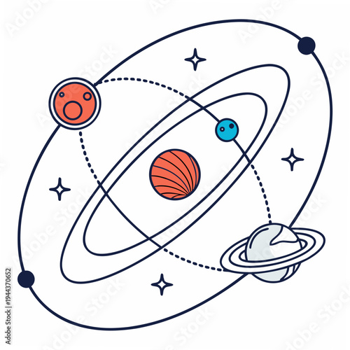 Solar system with planets and rings space astronomy
