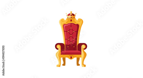 Royal Throne Chair with Crown - Majestic Seat for King or Queen