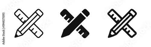 Pencil and Ruler Design Tools Icons Set.