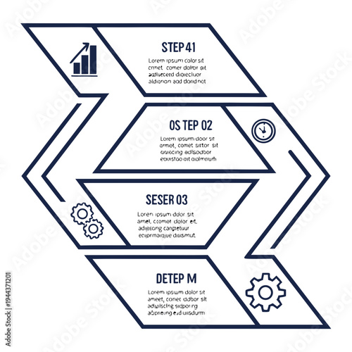 Infographic with four steps and on white background