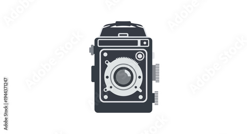 Vintage Twin Lens Reflex Camera, Retro Photography Equipment, Classic Camera Icon