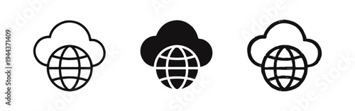 Global Cloud Computing and Network Icons Set.