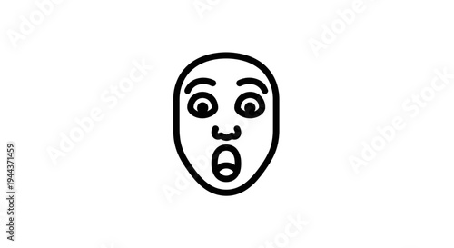 Shocked Face Icon, Astonished Expression, Surprise Emotion, Open Mouth, Wide Eyes