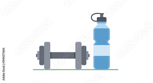 Dumbbell and Water Bottle for Fitness and Healthy Lifestyle
